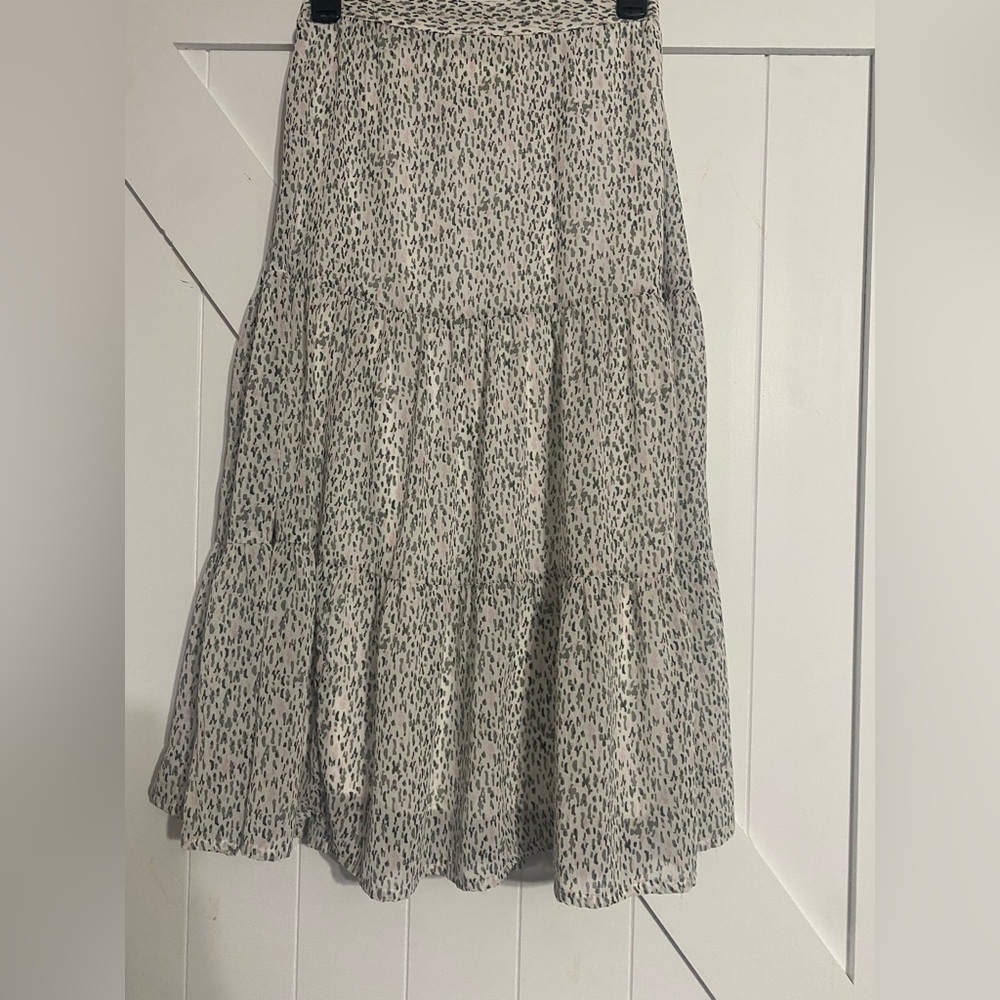 Title: Japna Small Tiered Animal Print Maxi Skirt – Like New